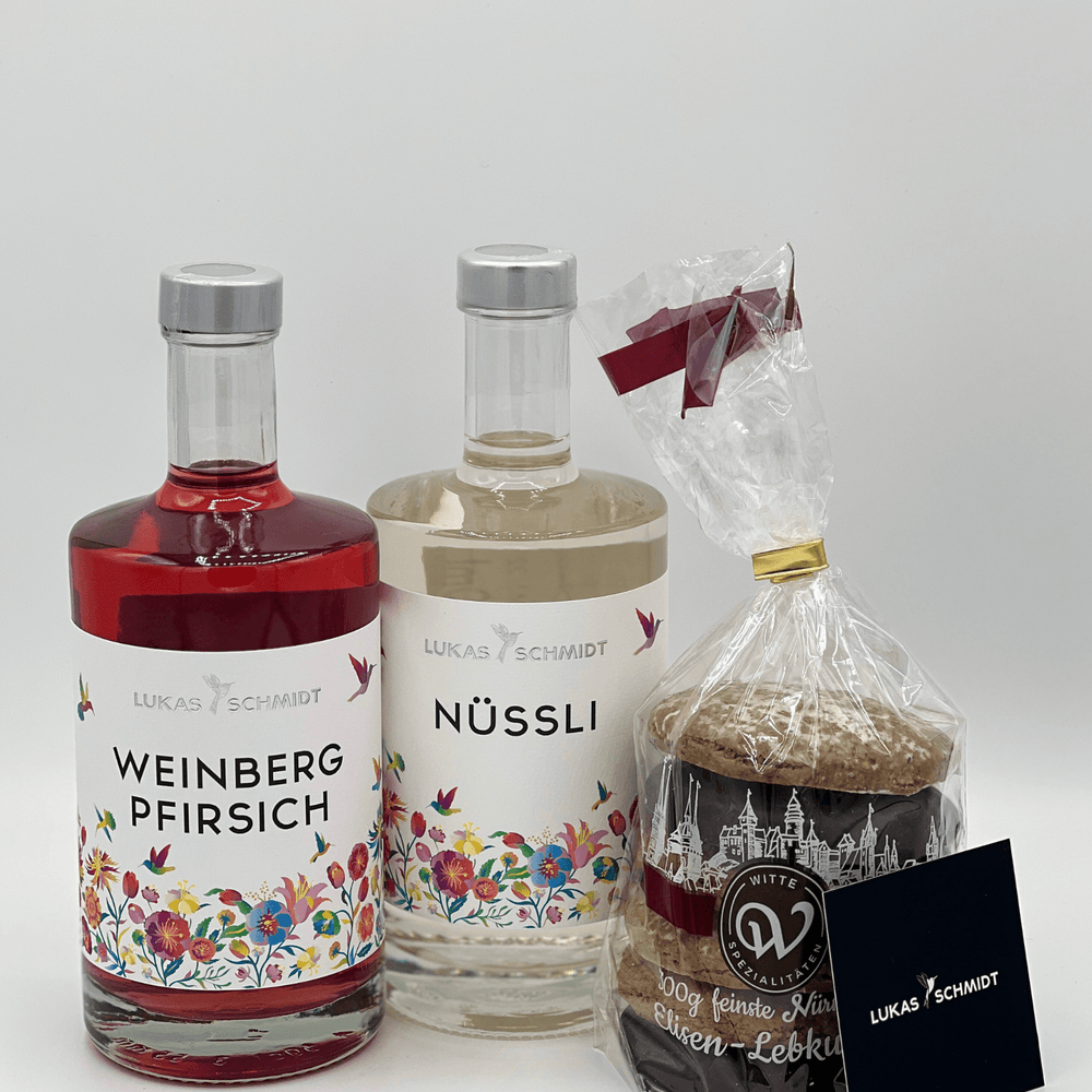 LUKAS SCHMIDT - Paket | "Hochgenuss" | Nuss & Weinbergspfirsich in der Geschenkbox - LUKAS SCHMIDT® Premium Weine