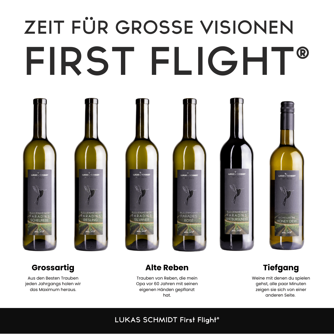 
                  
                    LUKAS SCHMIDT - 6er Probierpaket First Flight® "Zeit für große Visionen" - Lukas Schmidt Wein
                  
                
