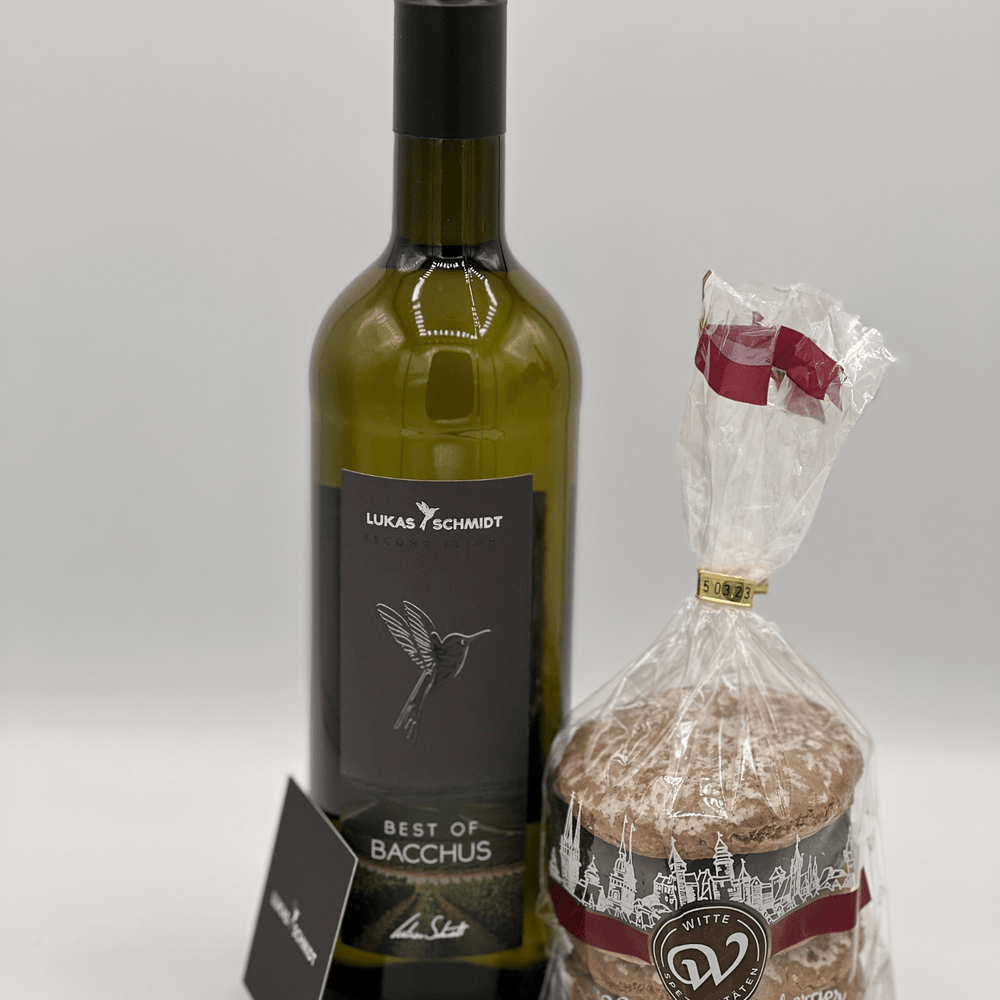 LUKAS SCHMIDT - Paket | "Sweet Symphony" | 1x Best of Bacchus & Witte Elisenlebkuchen in der Geschenkbox - LUKAS SCHMIDT® Premium Weine