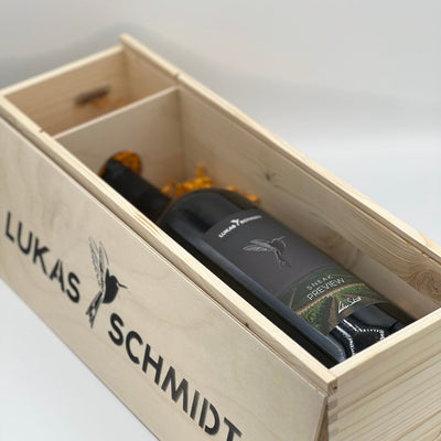 LUKAS SCHMIDT - Wertvolle Holzkiste - Exklusive Geschenkverpackung - Lukas Schmidt Wein